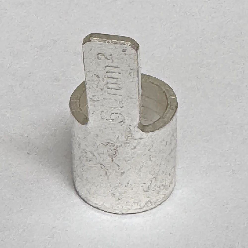 Tin plated copper ferrule connector for 50 mm2 cable, with a flat blade stamped 50mm2